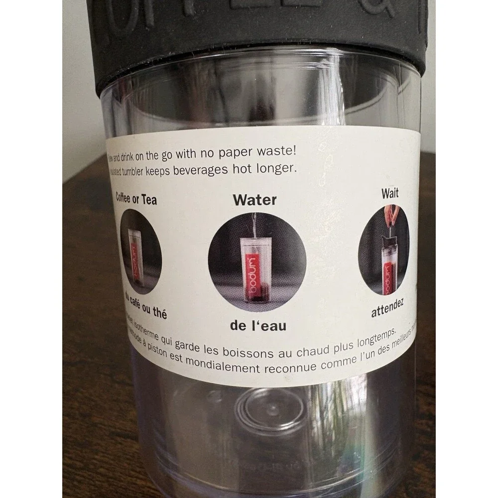 Bodum Coffee French Press Coffee Tea Brewer Travel Tumbler Double Wall Black New